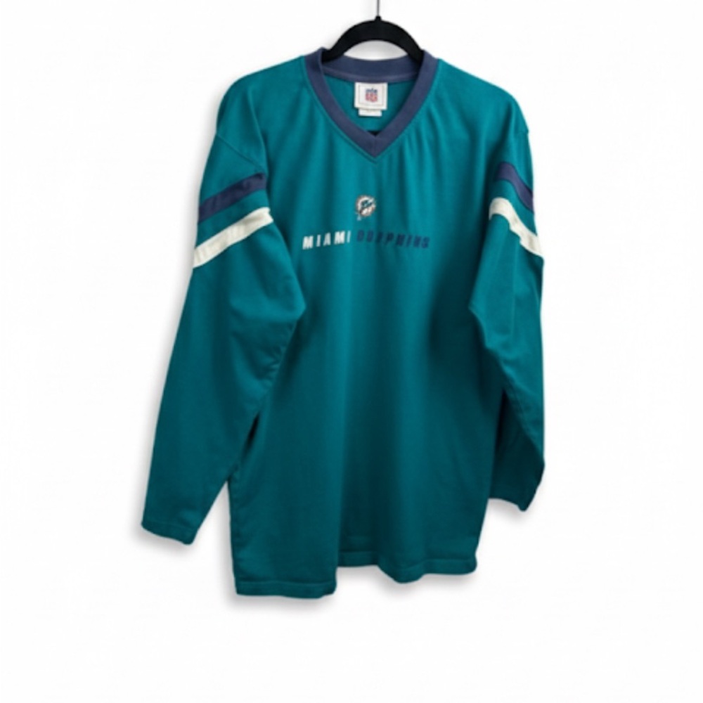 Vintage Y2K Miami Dolphins Long Sleeve Tee V-Beck Teal